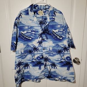 Royal Hawaiian Creations Aloha Shirt Palm Trees Ocean Boats Mens Size 4XL.
